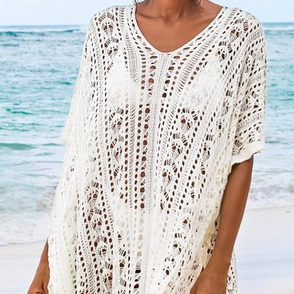 Cupshe White Crochet Cover-up Mini Dress